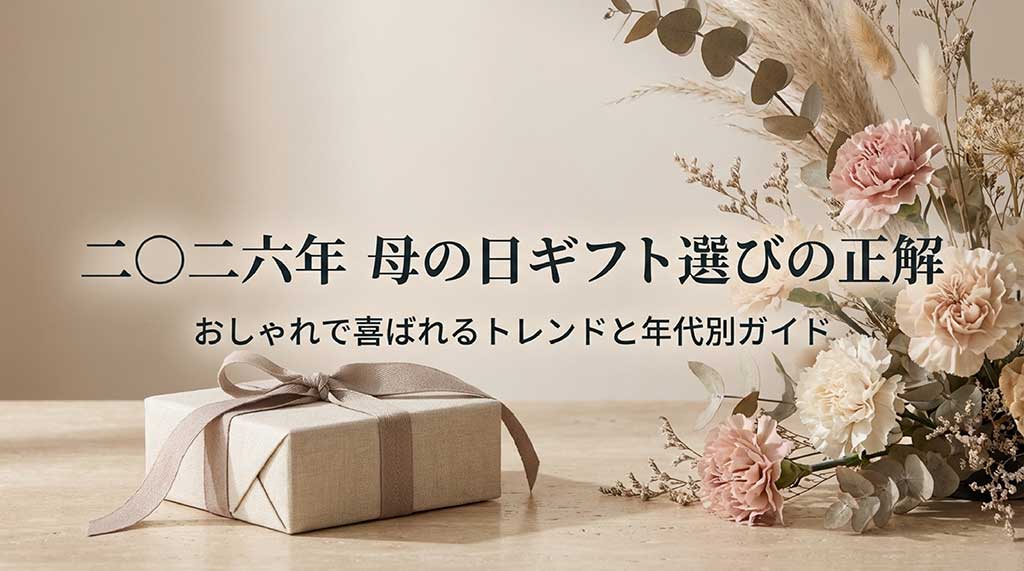 2026年母の日ギフトのトレンドと年代別選び方を解説するガイドのスライド表紙画像