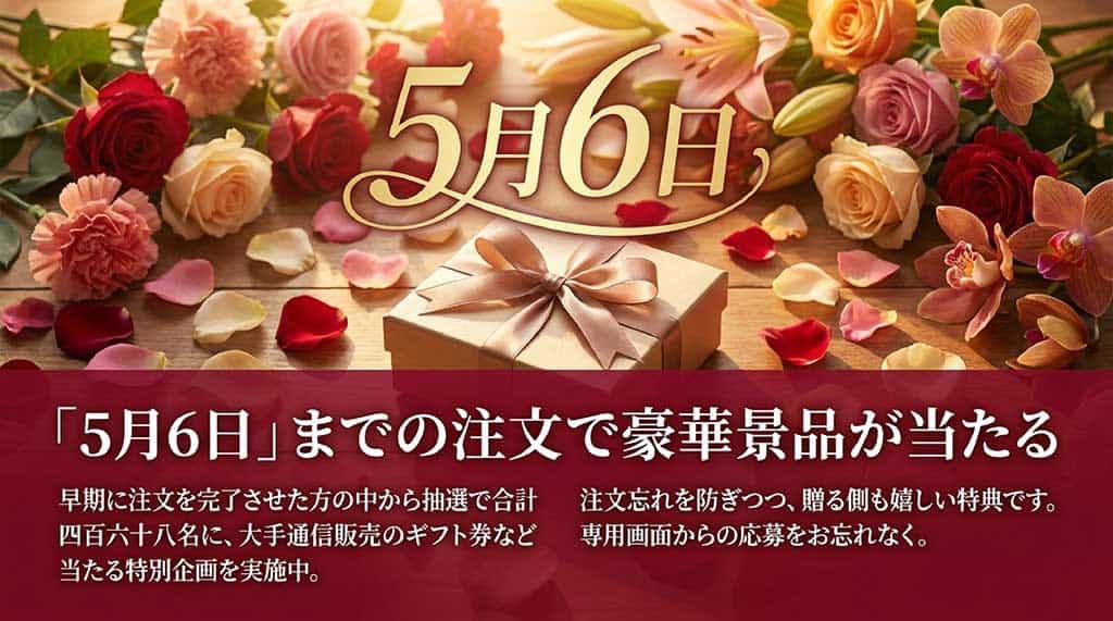 5月6日までの早期注文でAmazonギフトカード等が当たる「39(サンキュー)キャンペーン」の告知スライド