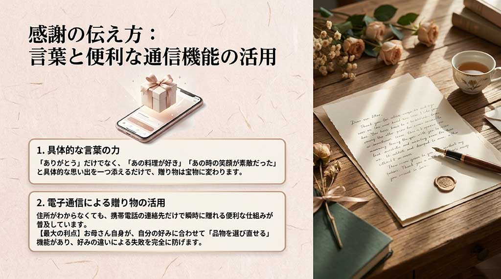 具体的なエピソードを添える言葉の力と、受け手が選び直せるソーシャルギフトの利便性を紹介