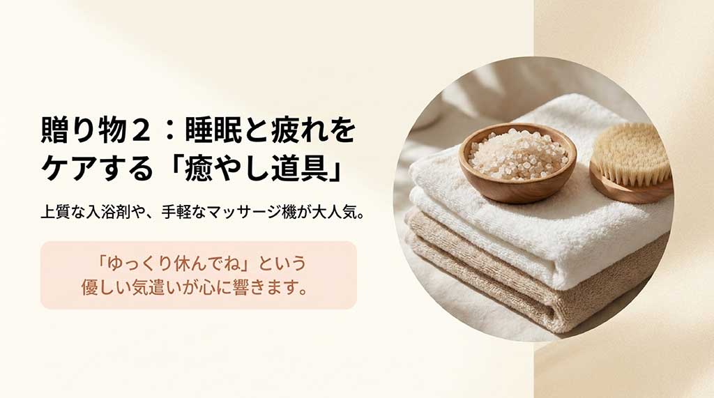 入浴剤やマッサージ機などお母さんを労う癒やしのプレゼント