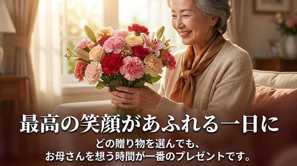 お母さんを想う時間が一番のプレゼント」というメッセージのスライド