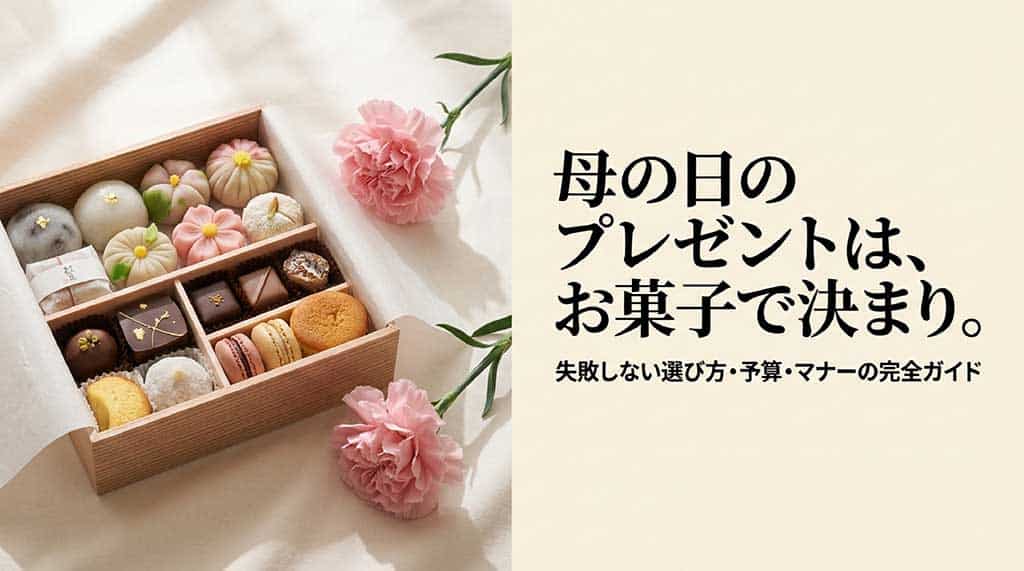 母の日のプレゼントにお菓子を選ぶための「失敗しない選び方・予算・マナー」を網羅した完全ガイドの表紙スライド