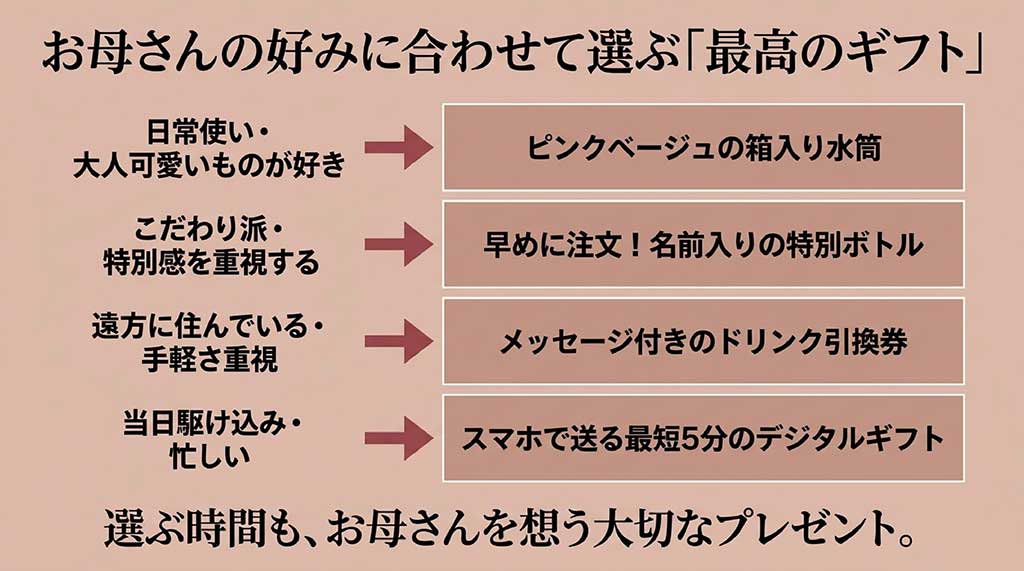 好みで選ぶスタバギフト診断。日常使い、こだわり派、遠方、当日などのシーン別